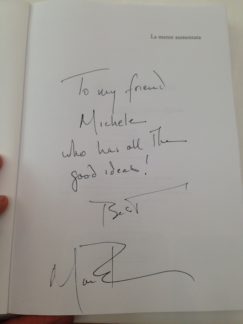 La dedica autografa di Marc Prensky a Michele Facci sul libro «La mente aumentata»